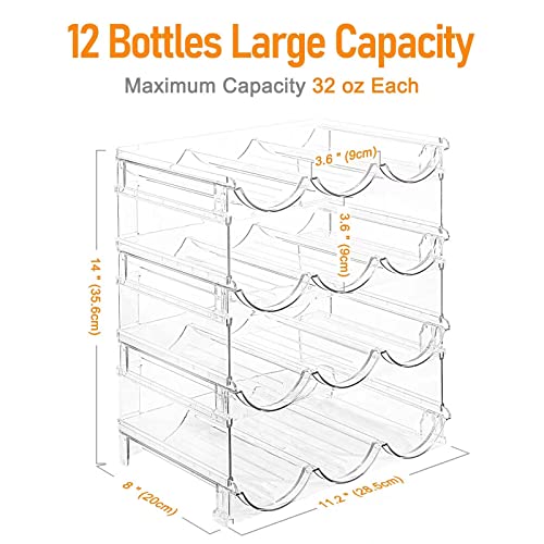Water Bottle Organizer for Cabinet, 4 Packs Stackable Plastic Water Bottle Holder, Wine Racks for Kitchen Fridge Pantry Organization and Storage,