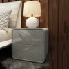 FRDTSG Bedside Table Wood Minimalist Gray Bedside Table, Two-layer Drawer Type Large Capacity Bedside Table