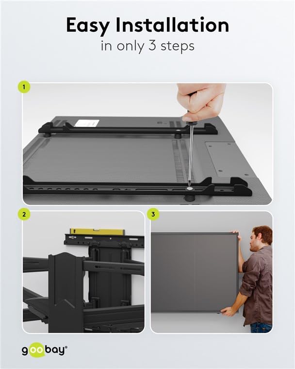 Goobay 49746 TV Wall Mount Pro FULLMOTION (XL) 43" to 100" (109-254 cm), Fully Movable, Swivel/Tilt, 60 kg, Vesa Standard, Black