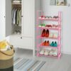 5-Tier Kids Shoe Rack 10 Pair,LNYZQUS Pink Small Shoe Organizer Shoe Shelf,Toddler Shoe Stand for Narrow Space, Cute Shoe Rack Floor for Women &
