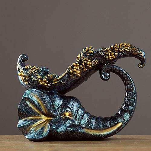 Stylish Simplicity Resin Crafts Creative Home Office Kitchen Living Room Bedroom Decorated in European-American Style Blue Elephant Wine Rack Orn
