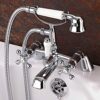 ENKI, Beaumont, BBT0257, Chrome, Bath Shower Mixer Taps & Shower Attachment, Solid Brass, Cross Handle, Modern Design, Compression Valves, Easy t