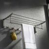 N/A Towel rack- Bathroom Bath Towel Rack with Double Towel Bar Wall Mount Shelf Rustproof Stainless Steel Brushed Finish