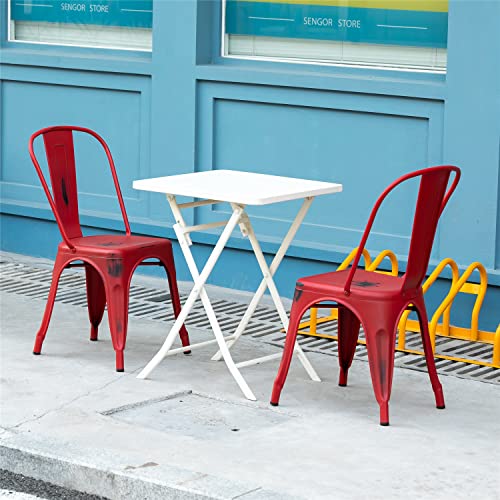 FurnitureR Dining Chair, Metal Rubber, Red