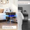 Cyclysio Night Stand Set 2 with Charging Station, Black Modern Nightstand Set of 2, Bedside Tables with Led Lights, Bed Side Table Night Stand wi