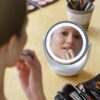 Medisana CM 835 round make-up mirror - Table mirror with LED lighting and 5x magnification - Make-up mirror with 360° swivel function