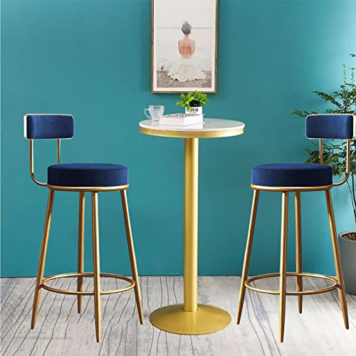 RTYHN Set of 2 Bar Stools Velvet Padded Bar Chairs Breakfast Kitchen Counter Chairs for Height for Café Bar Home Balcony Gold Steel Frame Metal L
