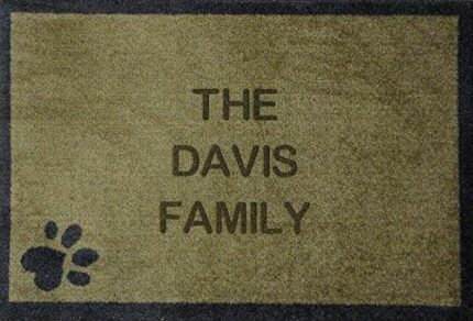 "50cm x 75cm (Light Green/Brown) Personalised PAW Machine Washable, Dirt Trapper Door Mat "