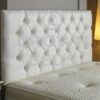 DIAMANTE FAUX LEATHER HEADBOARD (BROWN, 3FT)