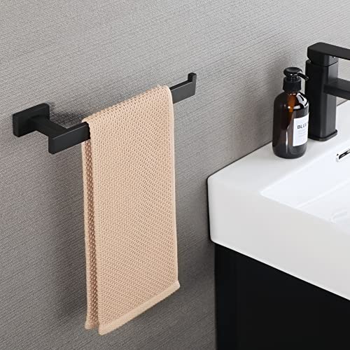 Mooche Hand Towel Holder 30CM Black Towel Rail Wall Mounted for Bathroom, SUS304 Stainless Steel Towel Ring for Kitchen, GOY5290-B