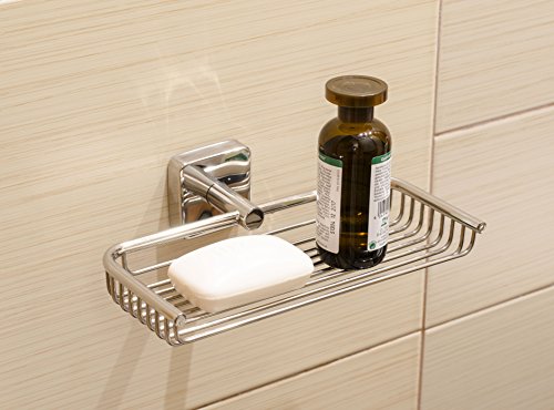 Kapitan Quattro Stainless Steel Compact Bath Shelf Shower Tray Basket, Wall Mounted, AISI 304, Polished Finish, Made in EU, 20 Years Warranty