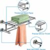 Alfaview 24'' Towel Rack, Stainless Steel Metal Towel Bar, Wall-Mounted Towel Holder Organizer Towel Shelf Storage Rail for Bathroom Kitchen (Sil