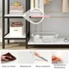Clothes Rack, Heavy Duty 5 Tier Coat Rack with Hanging Rail, Open Wardrobe, 4 Hooks, Industrial Design, Metal Frame, White 140x40x170cm