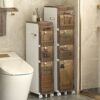 Bathroom Storage Cabinet for Small Spaces, 3/4/5 Drawer Narrow Bathroom Floor Cabinet Strong Frame Home Storage Container Tower, Large Capacity S