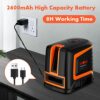 DOVOH Rechargeable Laser Level Green : Dual Laser Module Cross Line Laser Level Self Leveling 66ft Horizontal 120° Vertical 150° Lazer Leveler, C