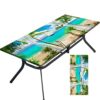 Tablecloth for Folding Table, boho Picnic Table Cover, Waterproof Fitted Table Covers for 6 Foot Tables, Elastic Rim Plastic Table Cover for Picn