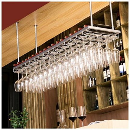 Simple Ceiling Stylish Simplicity Industrial Stylish Simplicity Down Wine Rack Metal Creative Display Storage Wine Glass Holder Adjustable Height