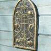 40x24cm Large Rustic Design Arch Scroll Ornate Garden Wall Mirror Metal Country