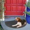 YK Decor Front Door Mat Half Round Inside Doormat Outdoor Entry Mat Non Slip Mud Dirt Trapper Mat Indoor Entrance Mat Rug Machine Washable (Gray)