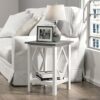 3imothrix End Table with Charging Station, Side Table with USB Ports and Outlets, Nightstand, 2 Tier End Table with Storage Shelf for Living Room