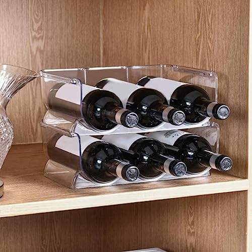 RRMMAN 2 Packs Water Bottle Organizer Plastic Stackable Wine Racks Countertop Cabinet Organization RackWine Bottle Holder, Stackable Portable for