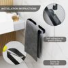 Black Towel Holder | Stylish Bathroom Towel Rail | Self adhesive and wall mounted | 30cm or 12 inches in length | Stainless Steel Towel Rail Wall