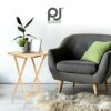 PJ Wood Side Table 2 Set 100% Wood, TV Tray Table, Folding Tables, Snack Table, Coffee Table, Table for Small Space, Living Room, Wood Frame, Nat