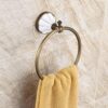 RAKUTE Antique Retro European Pastoral Style Green Bronze Towel Ring, Towel Rack, Round Hand Towel Holder Bathroom Ring