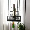 SUCHETA Hanging Wine Rack with Glass Holder and Shelf, Wine Lovers Bar Furniture& Home Bar Furniture Loft Wall Shelf Metal Iron Ceiling Rack Stor