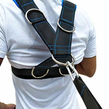 JULYKAI Weighted Resistance Bands, Speed Strength Training Sled Shoulder Harness Resistance Band Belt Sports Equipment - Black + blue