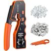 Proster RJ45 Crimp Tool Set All-in-one RJ45 Crimping Tool Kit with 50 PCS CAT6 Pass Through Connectors 50 PCS RJ45 Cat6 Protection Covers RJ45 Pa
