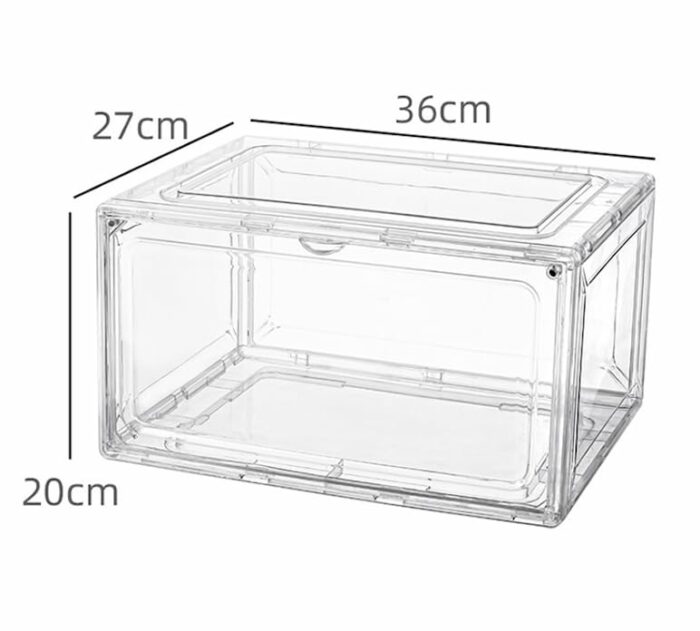 BoxLux Large Magnetic Shoe Organizer 10 Pack Storage Boxes for Closet, Fit Size 14, Clear Plastic Stackable Sneaker Containers Bins with Lids, Sh