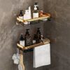 2 Pack of Toilet Rack Bathroom Over The Toilet, Gold Aviation Aluminum Bathroom Storage Organizer Toilet Shelves for organizing Paper With Towel