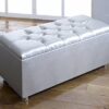CROWN FAUX LEATHER DIAMANTE OTTOMAN TOY STORAGE BLANKET BOX (RED)
