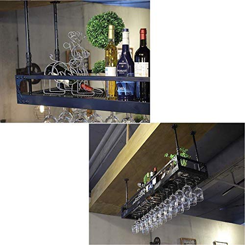 NEOCHY Wine Rack Floating Upside Down Goblet Hanging Wrought Iron Ceiling Decorative Shelf Bar Restaurant Kitchen Decoration Display
