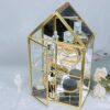 Smilkat Bathroom Wall Glass Cabinet for Perfume, Small Display Cabinets with Doors Storage Mounted, 2 Tiered Gold Curio Mirror Cosmetics Perfumes