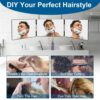 with LED Lights 3 Way Mirror for Self Hair Cutting,360 Haircuts Mirror Men for Barber Use Tools,to See Back of Head,Tri Fold Mirror with Portable