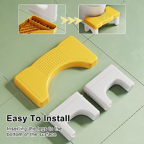 Uaniar Toilet Stool Squat Adult, Plastic Poop Stool for Bathroom Adults, Potty Foot Stool for Kids Seniors with Non-Slip Feet, Yellow