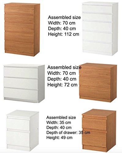 Kallax Kullen Drawer Set Chest of Drawers Bedroom Furniture - 5 Draw Chest in White