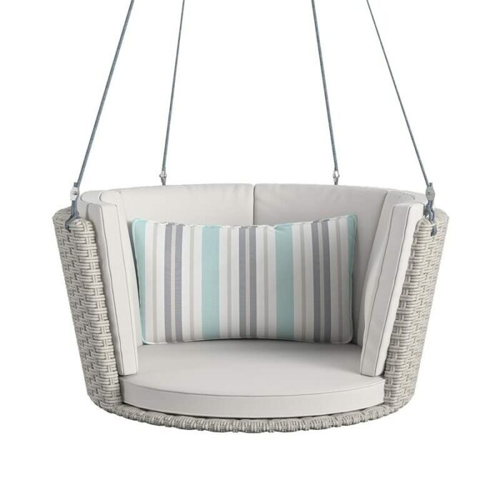 WALNUT Patio Garden Entrance Terrace Wicker/Rattan Porch Swing, Gray, Taupe (Color : B)