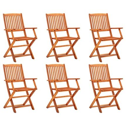 vidaXL 6x Folding Garden Chairs Outdoor Patio Terrance Backyard Furniture Wooden Foldable Dining Dinner Chair Seat Solid Eucalyptus Wood