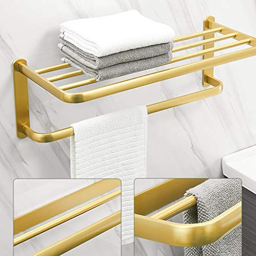TJLSS Shelf Metal Kitchen Shelf Bathroom Storage Shelf Shower Electroplated Bathroom Brass Single layer Storage Rack