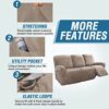 ADAFA Stretch Recliner Chair Covers Sofa Slipcover 2/3 Seater Velvet Washable Non-slip Furniture Couch Cover Protector,Grey,3 Seater