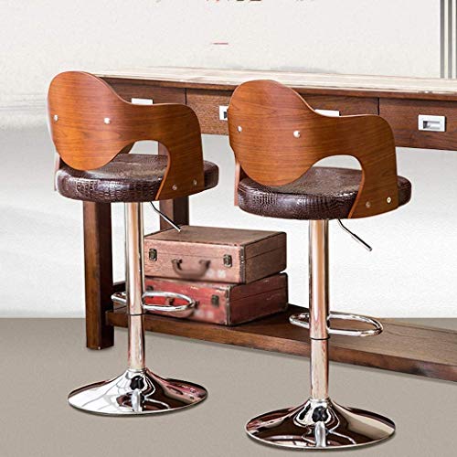 DINGZZ Solid Wood Bar Chair Household High Stool Reception Chair Simplicity Bar Nordic Barstool Backrest Stool Coffee Chair (Color : Argento)