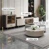 N/A Coffee Table TV Cabinet White Black Vertical Texture Led Lamp Glass Door Home Furniture Set (Color : Argento, Size : Light Grey)