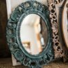 SDFGH Oval Handmade Wall Hanging Hollow out Antique Blue Classic Framed