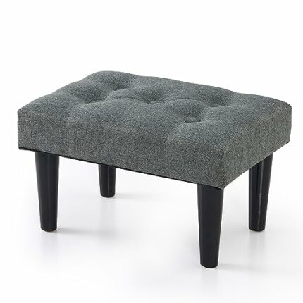 BRIAN & DANY Small Footstool Ottoman, Linen Wooden Foot Stool Ottoman with Wood Legs, Sofa Footrest Extra Seating for Living Room Entryway Office