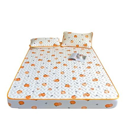 FKSDHDG Bed Hat Three-piece Summer Foldable Machine Washable Ice Silk Mat Mattress Protection Cover (Color : D, Size : 200 * 220CM)