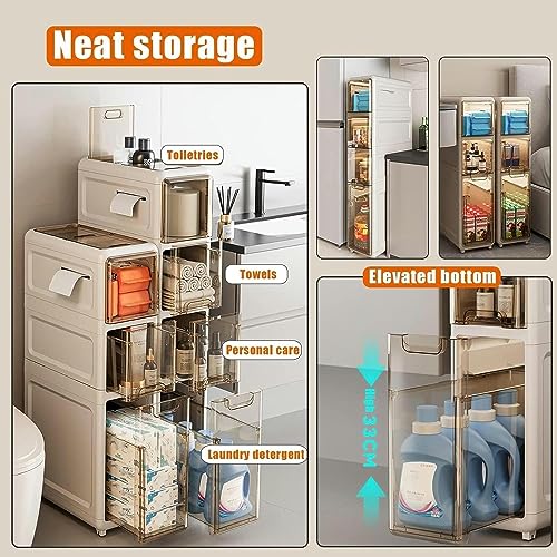 Bathroom Storage Cabinet, Waterproof Bathroom Cabinets, Floor Standing Display Cabinet, Home Storage Furniture Organizer Unit for Office Kitchen
