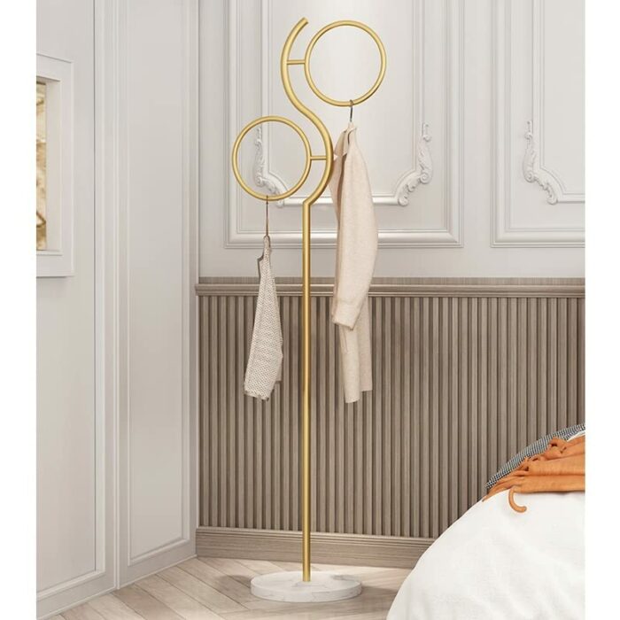DLOETT Floor Hall Golden Metal Clothes Hanger Standing Coat Rack Foot Garment Entrance Coat Rack Home Furnitur